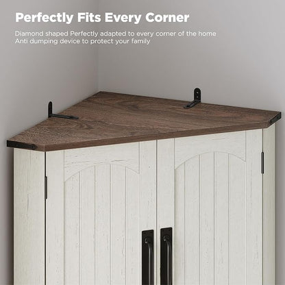 Maupvit Tall Corner Cabinet, Farmhouse Corner Storage Cabinet - Image 6