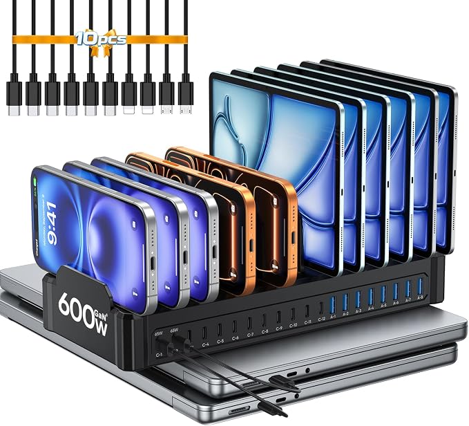 20-Port 600W Charging Station for Multiple Devices by Unknown