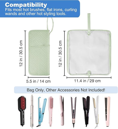 SITHON Hot Iron Holder & Mat, Heat Resistant Hair Tools Travel Bag Portable Hot - Image 4