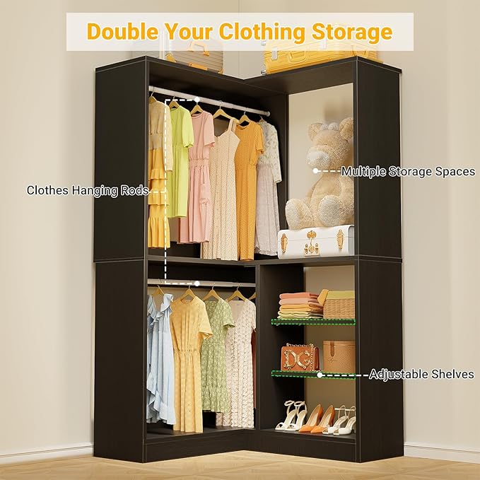 Unikito Corner Closet System, 36” Large Freestanding Closet Organizer Tower - Image 4