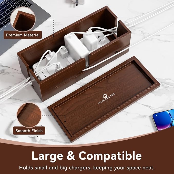 Large Cable Management Box-Stylish Wire Organizer, Wire Concealer and Wire - Image 2