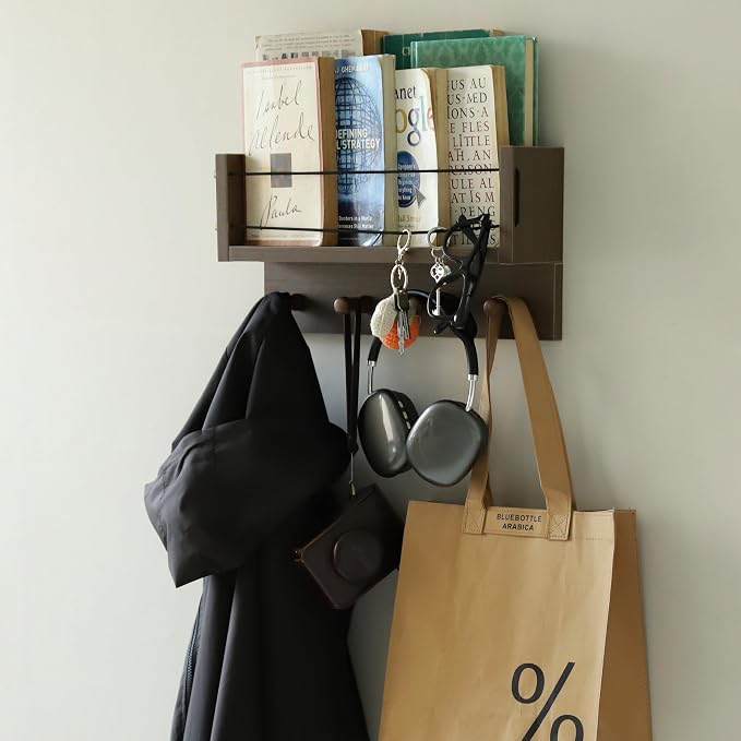Entrance Coat Rack ，Coat Hooks, Wall-Mounted Wooden Hook Rack, Wall-Mounted - Image 2
