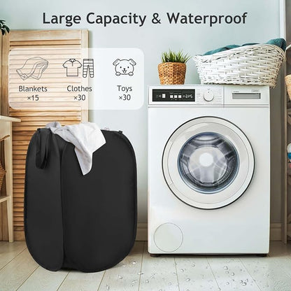 Upgraded Polyester Pop-up Laundry Hamper 2 Pack, 70L Laundry Basket - Image 7