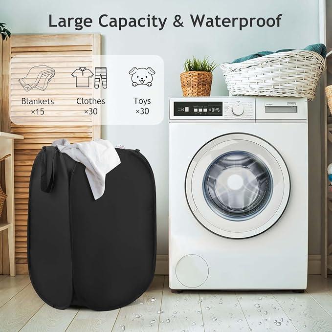 House Again Upgraded Polyester Pop-up Laundry Hamper, 70L Laundry Basket - Image 7