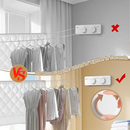 Retractable Clothesline Indoor, Non-Sagging Outdoor Clothes Line Retracting - Image 4
