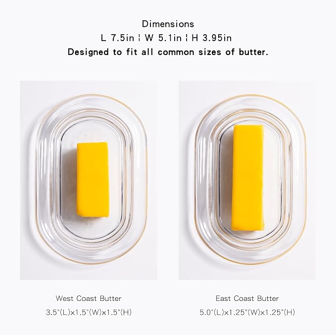 7.5" Large Glass Butter Dish - Image 3