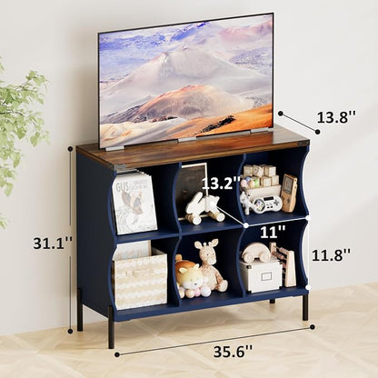 6 Cube Storage Shelf Organizer, Low Book Shelf Bookcase Entryway Table - Image 2