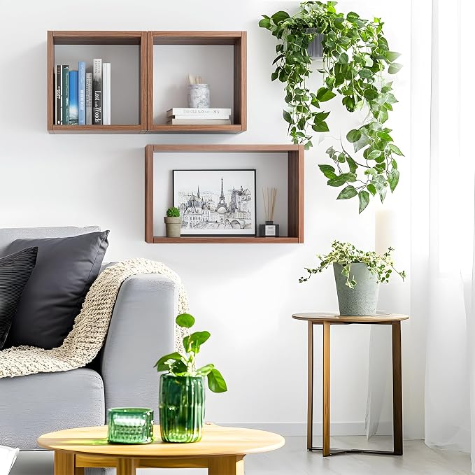 Wall Mount Shelf Set of 3, Floating Cube Shelves - Image 8
