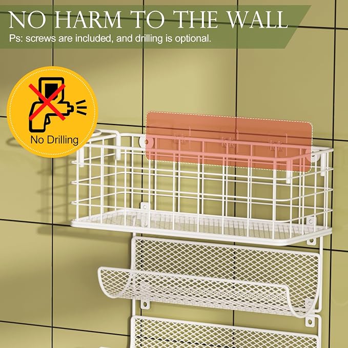 Wall-Mounted Hair Dryer Holder Styling Tool Organizer 4-Shelf Storage Wire - Image 6