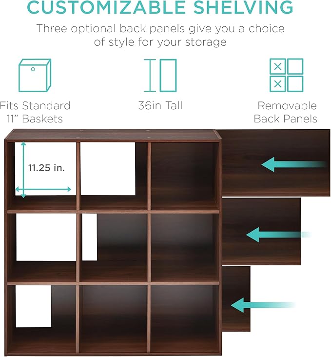Best Choice Products 9-Cube Storage Organizer, 11in Shelf Opening, Display Shelf - Image 4