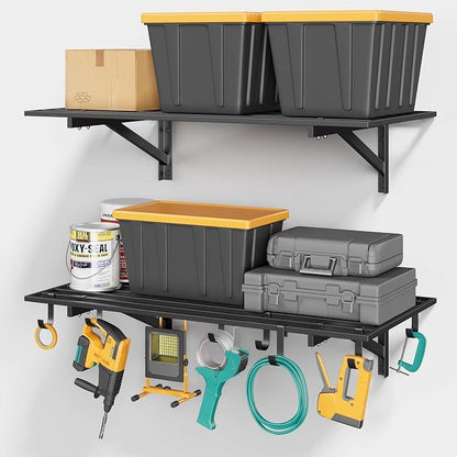 2-Pack 2x4ft Garage Shelving Wall Mounted, 400LB Capacity by Jusgym