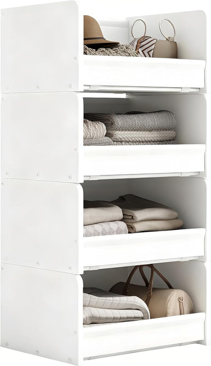 FOUCSSOMEI Closet Organizers and Storage, Stackable Closet Organizer, Wooden by FOUCSSOMEI