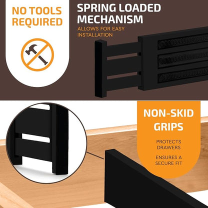 6 Pack Drawer Dividers 4 Inch High, 11”-17" Adjustable Bamboo Organizers Large - Image 4