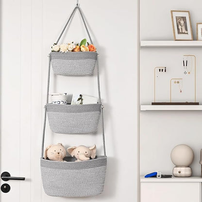 Hanging Basket, 3-Tier Woven Wall Basket - Image 3