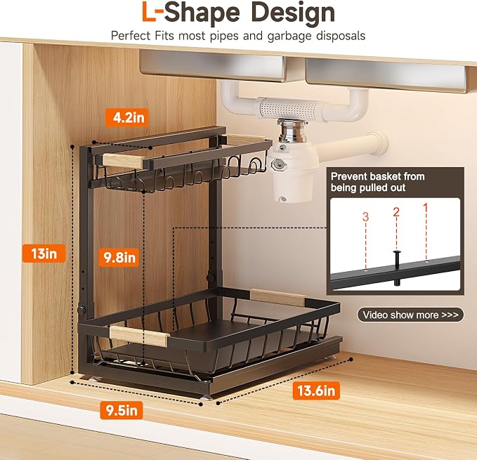 Sevenblue 2-Pack 2-Tier Height Adjustable Under Sink Organizer & Storage | - Image 3