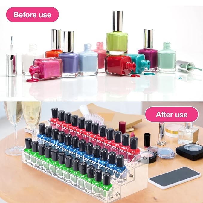 Acrylic Nail Polish Organizer Rack, 3 Tier Paint rack and Storage Shelf - Image 4