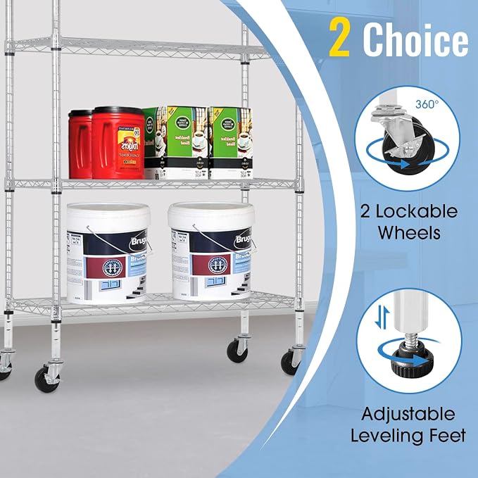 PayLessHere | 4-Tier Wire Shelf | 36"x14"x62" | Chrome | Adjustable Racks | - Image 6