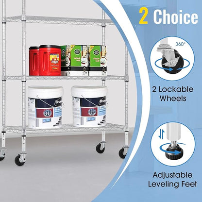PayLessHere | 4-Tier Wire Shelf | 36"x14"x62" | Chrome | Adjustable Racks | - Image 6