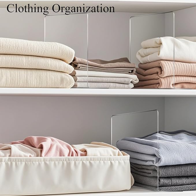 Shelf Dividers for Closet Organization: 12" Tall x 12" Deep Acrylic Shelf - Image 5