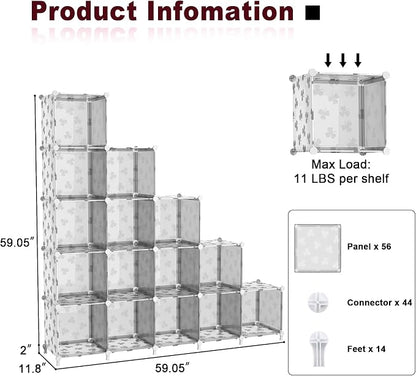 UNKU Cube Storage Organizer, 16 Cube Closet Organizer Storage Shelves, DIY - Image 3