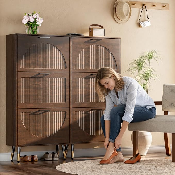 Farmhouse Shoe Cabinet Storage for Entryway, Slim Shoe Rack Cabinet - Image 9
