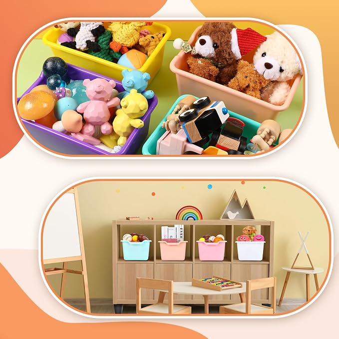 Dandat 24 Pcs Book Bins for Classroom Plastic Cubby Bins Bulk Classroom Storage - Image 4
