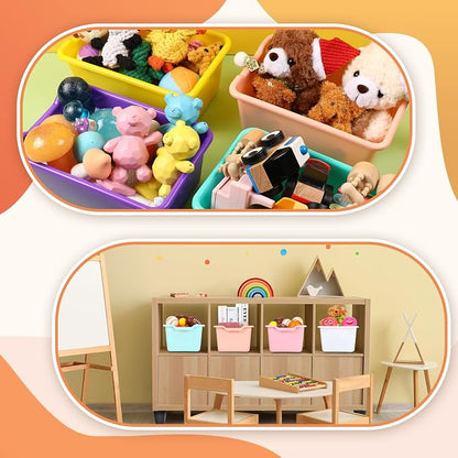 Dandat 72 Pcs Book Bins for Classroom Plastic Cubby Bins Bulk Classroom Storage - Image 4