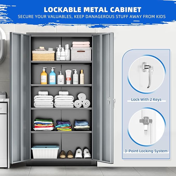 INTERGREAT Metal Storage Cabinet, Tall Steel Storage - Image 5
