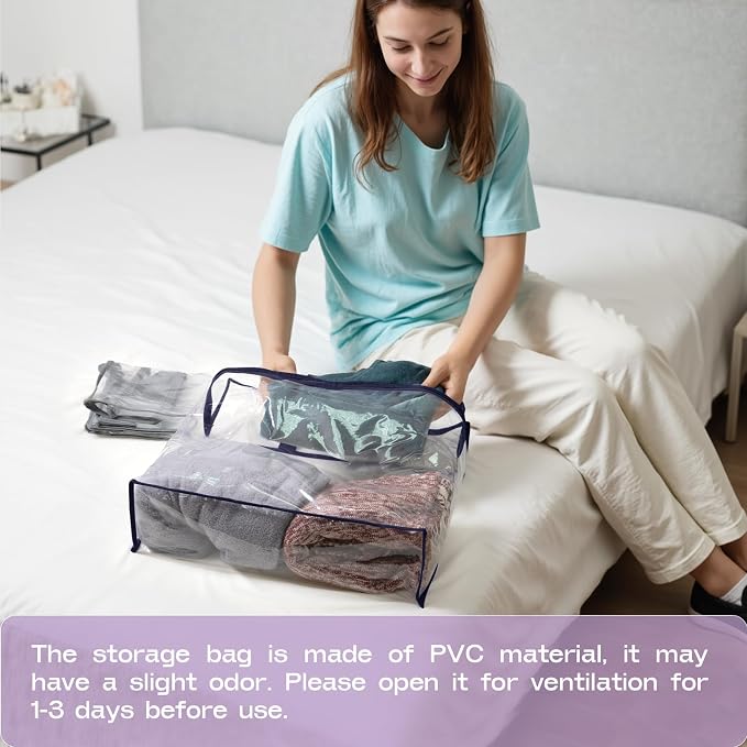 5 Pack Clear Storage Bags for Clothes, 22L Blanket Storage Bags, Under Bed - Image 7