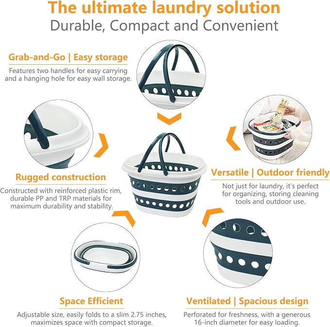 Compact Collapsible Laundry Basket, Small Size Pop-Up Hamper Perfect - Image 3