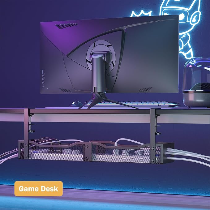 DELAMU 25'' Extended Under Desk Cable Management, No Dill Desk Cable Management - Image 7