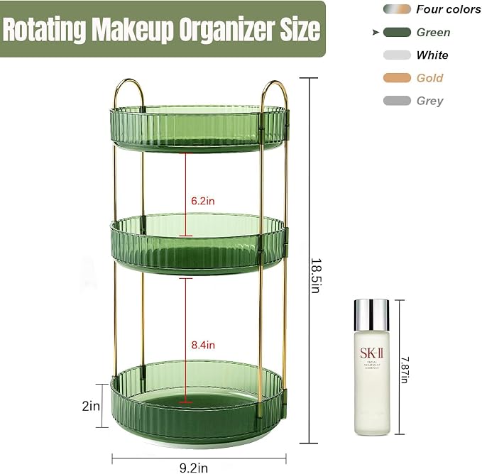 360 Rotating Makeup Organizer for Vanity, Bathroom Countertop Spinning Perfume - Image 4