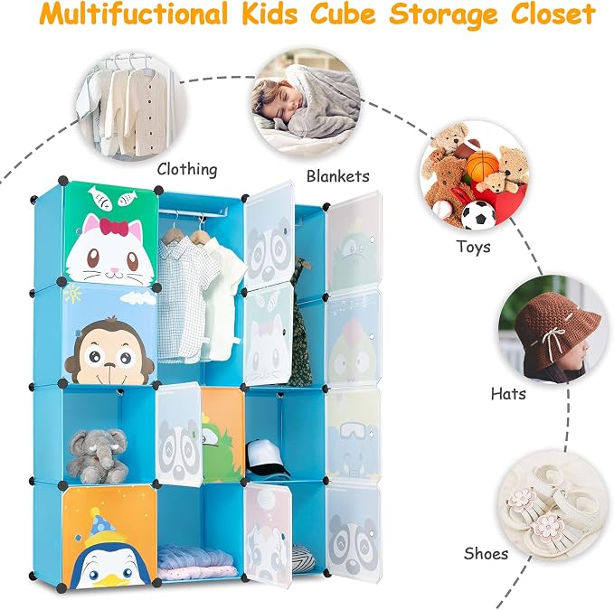Cubes Storage Organizer, 12-Cube Plastic DIY Cabinet Clothes Wardrobe Closet - Image 8
