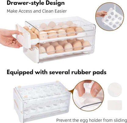 36-Egg Holder for Refrigerator, 2-Tier Stackable Egg Dispenser, and anti-slip - Image 2