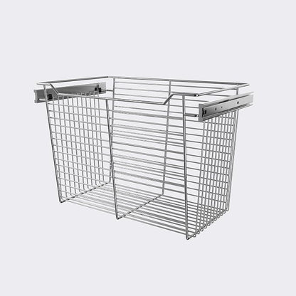 Chrome 24" Classic Closet Wire Basket Tall | 15.9" Height, Full-Extension by CustomClosets