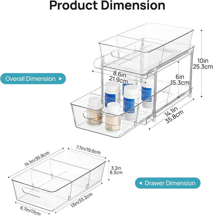 Vtopmart 2 Pack Larger Plastic Bathroom Under Sink Pull-Out Organizer - Image 2