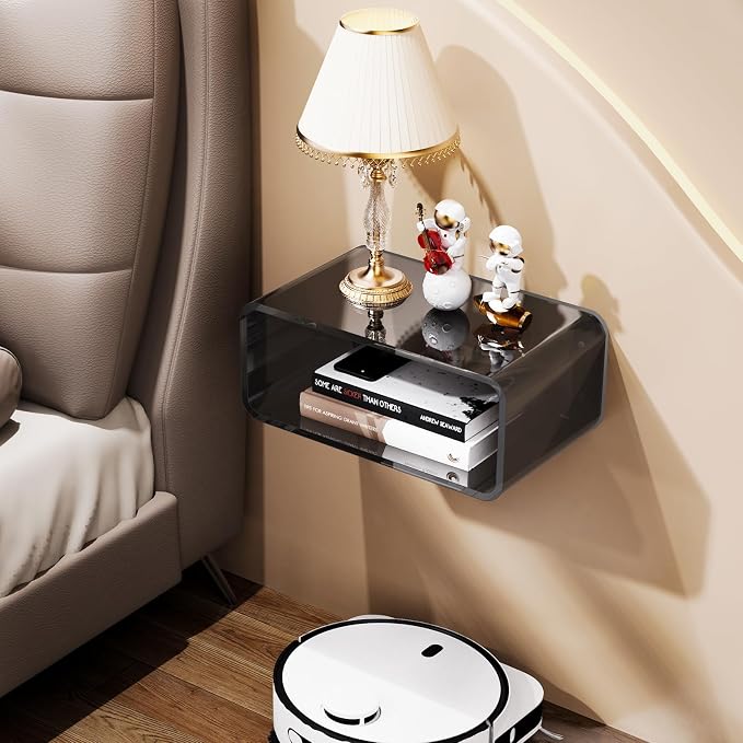 Acrylic Floating Nightstand, Bedside Table, Nightstand Shelf Wall Mounted - Image 4