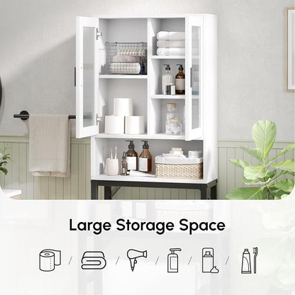 White Over The Toilet Storage Cabinet - Image 6