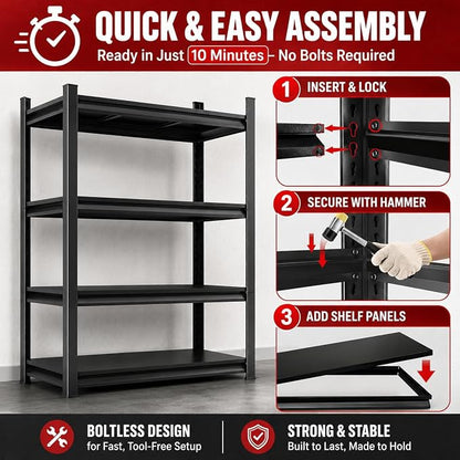 Lightweight Garage Shelving, 2400LBS Metal Storage Shelves - Image 9