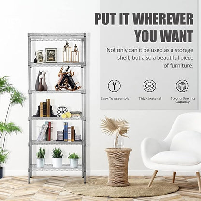 NChanmar 6-Tier Wire Shelving Unit Storage Shelves Metal Shelves 60"x23"x13" - Image 6
