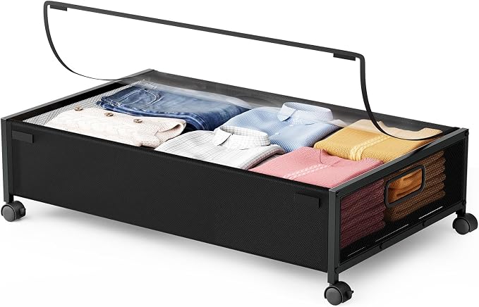 Under Bed Storage with Wheels，1 Pack Under Bed Storage Containers, Underbed by LeArex