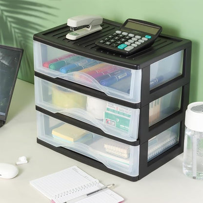 BYCY Medium 3 Drawer Plastic Clear Stacking Desktop Organizer - Image 5
