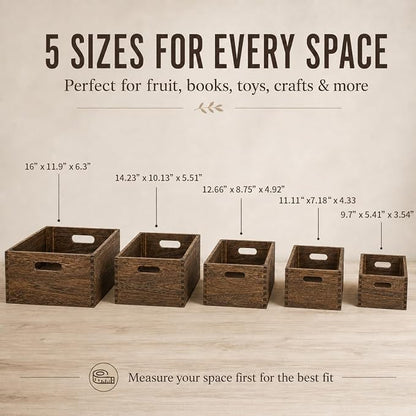 5 Pack Wooden Crates for Display Nesting Wood Crate for Storage - Image 3