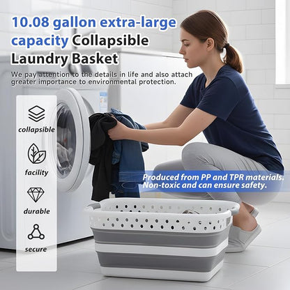 Monozuki Collapsible Plastic Laundry Basket 11.1 gallon 2pcs Eco-recycled - Image 2
