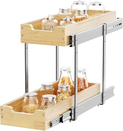 Wood Pull Out Cabinet Organizer 2 Tie 9" W x 21" D, Heavy-Duty Sliding Drawers - Image 9