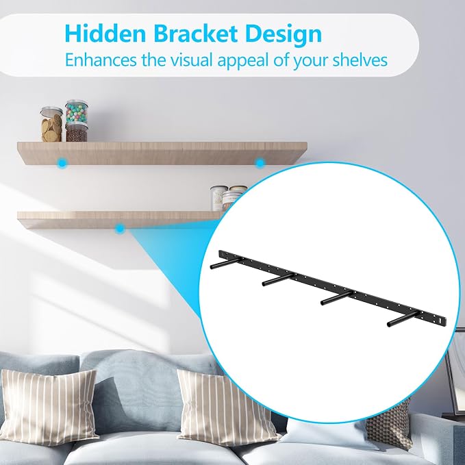 Floating Shelf Bracket, Solid Steel Support Rods - Image 2
