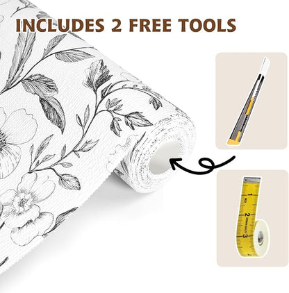 Drawer and Shelf Liner Black Flowers 23.6in x 20FT, Non Adhesive Anti-Slip - Image 4