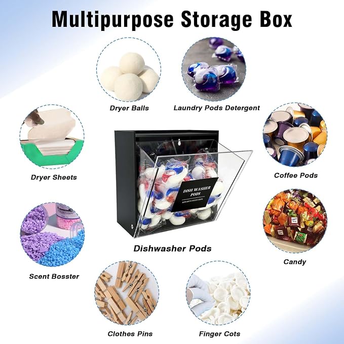 Laundry Pods Container, Acrylic Wall Mounted Organizer - Image 7