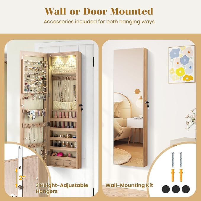 Giantex Wall or Door Mounted Jewelry Armoire - Image 5