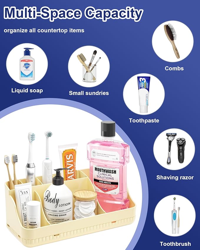 Bathroom Counter Organizer and Storage, 7 Slots Detachable Toothbrush Holders - Image 6